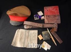 World War II Imperial Japanese Soldier Gear Cap, Belt, Amulet, Badge, Pen Set