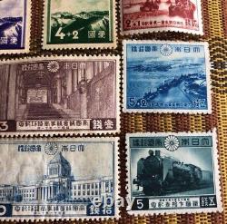 World War II Imperial Japanese Stamp Set 6 War Series + Railway 70th (18 Total)