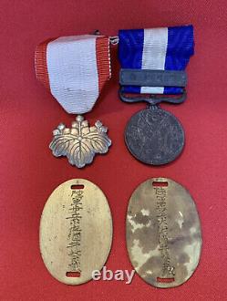 World war 2 original imperial japanese medal badge emblem set antique military