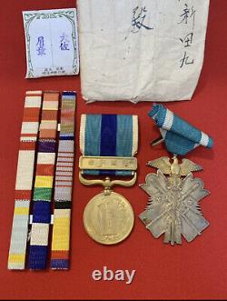 World war 2 original imperial japanese medal badge emblem set antique military