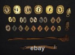 Worldwar2 imperial japanese metal fittings set tsuba strap for military sword