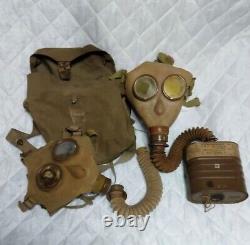 Worldwar2 original imperial japanese chemical gas mask 2set made by Showa kakou