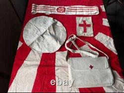 Worldwar2 original imperial japanese military nurse set cap bag armband antique