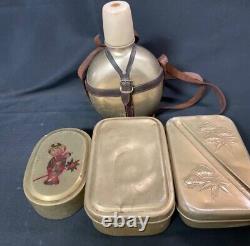 Worldwar2 original imperial japanese set water bottle with compass & lunch boxes
