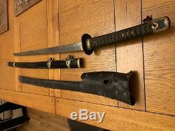 Ww2 Japanese Imperial Navy Kai Gunto Officers Sword With Original Leather Cover