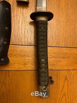 Ww2 Japanese Imperial Navy Kai Gunto Officers Sword With Original Leather Cover