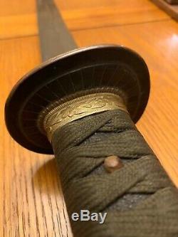 Ww2 Japanese Imperial Navy Kai Gunto Officers Sword With Original Leather Cover