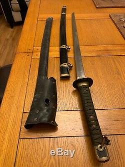 Ww2 Japanese Imperial Navy Kai Gunto Officers Sword With Original Leather Cover