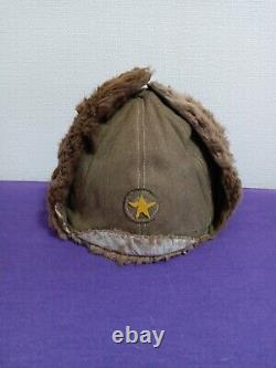 Ww2 imperial japanese army winter hat cap helmet rabbit fur manchuria russo 1942
