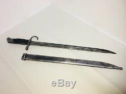 Wwii Japanese Bayonet & Scabbard Hooked Quillon Ww2 Imperial Japan Sword Look