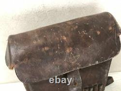 Y3457 Imperial Japan Army Leather Bag military star mark Japanese WW2 vintage