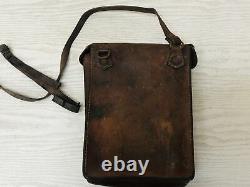 Y3457 Imperial Japan Army Leather Bag military star mark Japanese WW2 vintage