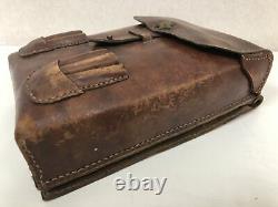 Y3922 Imperial Japan Army Leather Bag metal star mark Japanese WW2 vintage