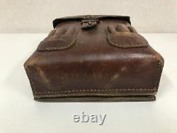 Y3922 Imperial Japan Army Leather Bag metal star mark Japanese WW2 vintage