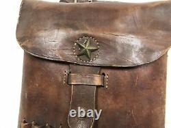 Y3922 Imperial Japan Army Leather Bag metal star mark Japanese WW2 vintage