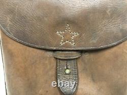 Y4056 Imperial Japan Army Leather Bag star mark military Japanese WW2 vintage